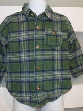 Hope And Henry Green/Blue/White Plaid Button Down LS Shirt Size 18/24 Months Boy